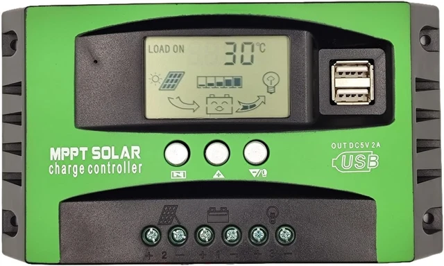 Regolatore Di Carica Solare MPPT 30A Duokon 12V/24V, Display LCD, Impermeabile, USB