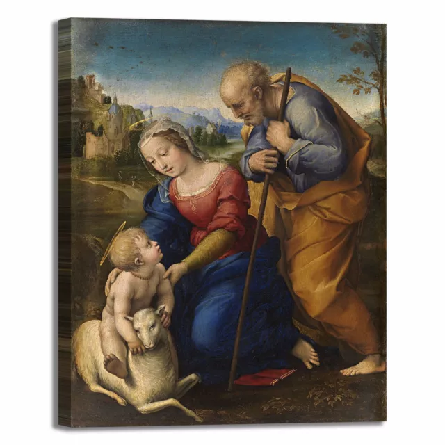 Raffaello sacra famiglia e agnello quadro stampa tela dipinto telaio arredo casa