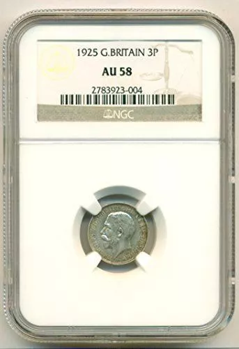 Great Britain Silver 1925 3 Pence AU58 NGC