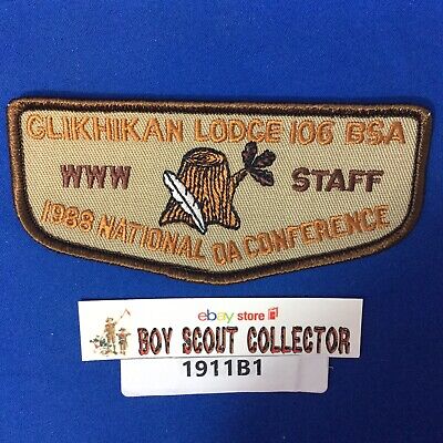 Boy Scout OA Glikhikan Lodge 106 1988 NOAC STAFF Order Of The Arrow Flap Patch