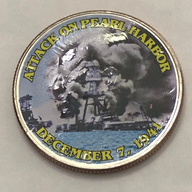 Colorized Kennedy half dollar.ATTACK ON PEARL HARBOR DECEMBER 7, 1941 #49