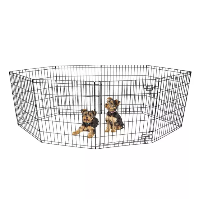 18Inch 8 Panel Dog Playpen Crate Fence Pet Play Pen Exercise Cage Indoor/Outdoor