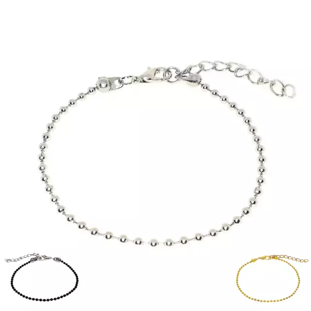 Bracciale catena a palline sfere Argento Oro Nero perle braccialetto Uomo Donna