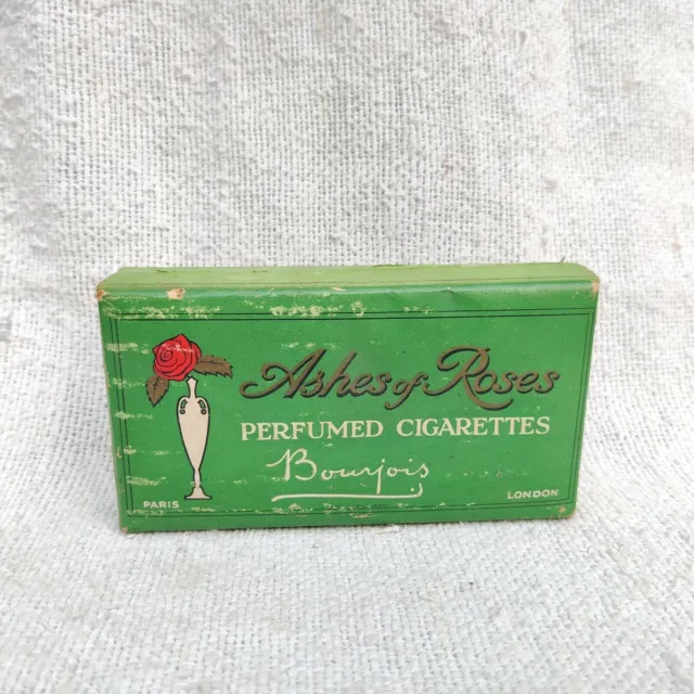 1920s Vintage Bourjois Ashes Of Roses Perfumed Cigarette Cardboard Box CB257