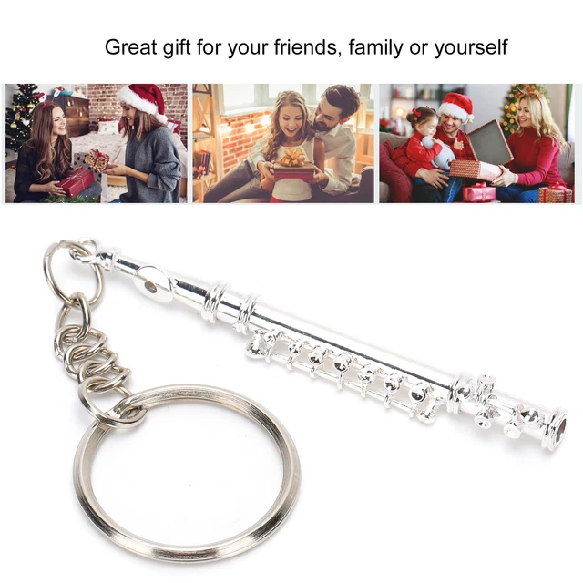 2.4in Flute Keychain Metal Key Ring Gift Decoration For Keys Or As Musica UK HEL