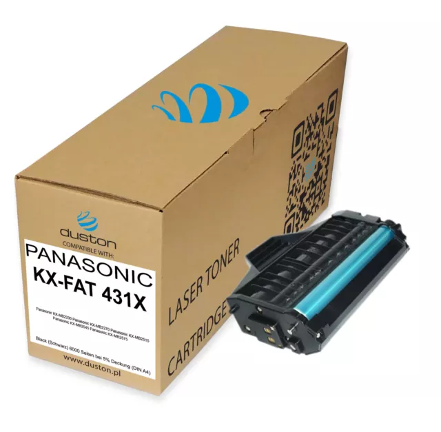 Toner Negro Compatible con Panasonic KXMB2230 KXMB2270  2x KXFAT431X, KX-FAT431X 2