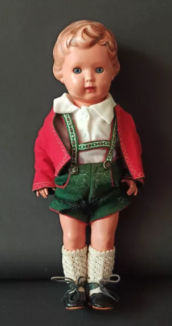 Schildkröt Puppe Ursel  40 Original Puppenkleidung Trachtenpuppe 1950 Zelluloid