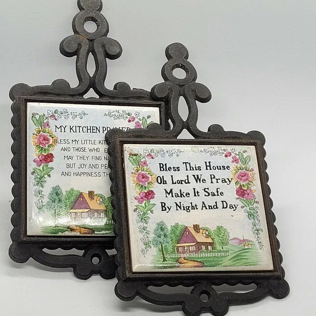 Vintage Dee Bee Co. Japan Kitchen Cast Iron Wall Hanging Decor and Porcelain