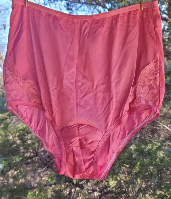 Vanity Fair Nylon Sissy Panty LACE Nouveau 8/XL PINK Illusion Silky Slippery