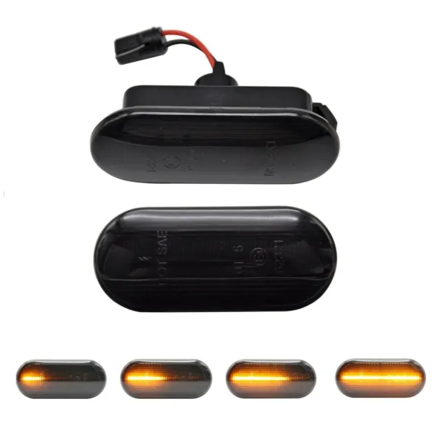 Dynamic Led Smoked Side Repeaters Lights X2 For Ford Fiesta Mk5 Focus Mk2