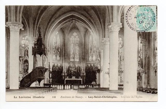 LAY SAINT CHRISTOPHE Meurthe & Moselle CPA 54 church interior
