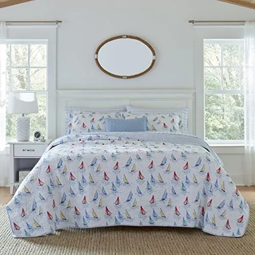 Laura Ashley Home - Ahoy Collection - Quilt Set - 100% Cotton, Twin, Bright