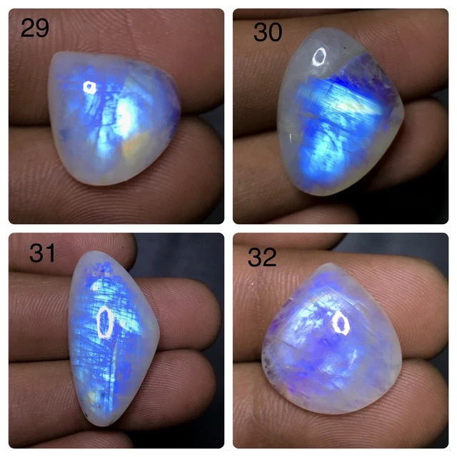 Supreme ! Natural Rainbow Moonstone Fire Cabochon  Loose Top Gemstone  AAA+ 17