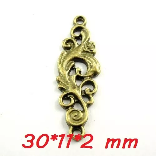 20-pack Retro Bronze Alloy Flower Connector Charms Bracelet Pendant DIY 30*11mm