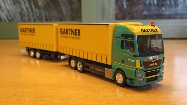 HERPA MODELLAUTO 187 MAN TGX Tandemplanenlastzug " Gartner KG " SoMo
