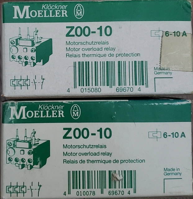 Klockner Moeller Z00-10 Overload Relay 6-10a Amp