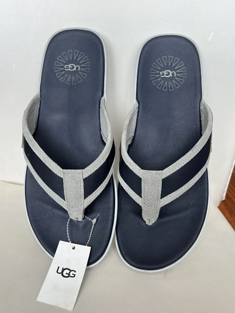 UGG Seaside Flip Leather Flip Flops Sandals Dark Sapphire/Seal Size 9 US Men's