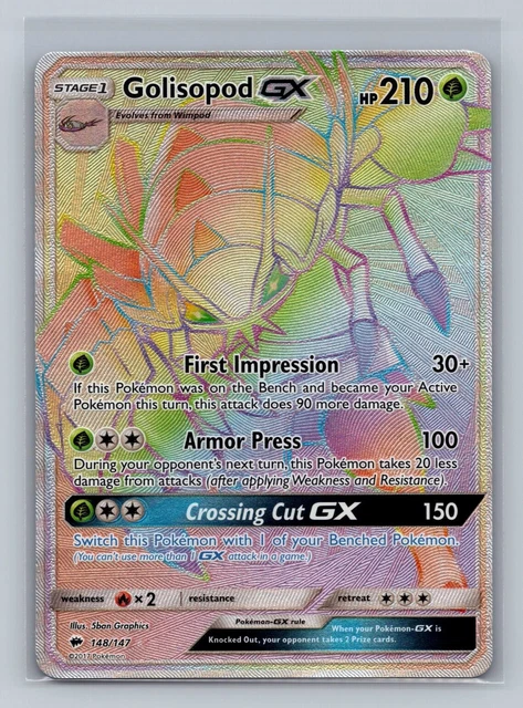 Pokémon TCG Golisopod GX Burning Shadows 148/147 Holo Secret Rare NM/M