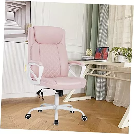 Office Chair, Executive Desk Chair, Comfortable Computer Chair, Pink-fixed Arm