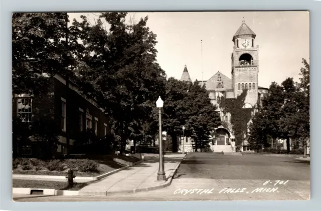 RPPC Crystal Falls MI-Michigan, Scenic View, Real Photo Vintage Postcard