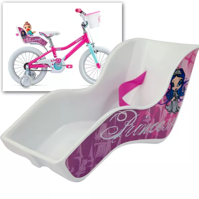 Bikes-Up Kids Bicycle Toy Doll Seat Carrier - Pink Princess