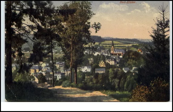 Bad Elster Sachsen alte Ansichtskarte ~1910/20 Wald Weg Teilansicht ungelaufen