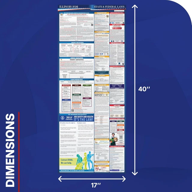 2026 ILLINOIS STATE and Federal Labor Law Poster - OSHA Workplace ...