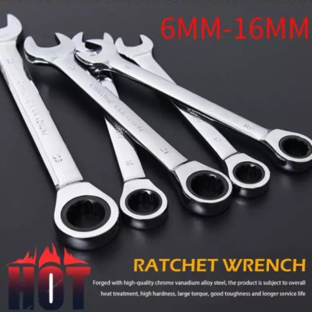 8-13mm Combination Ratchet Wrench Spanner Ratcheting Head Metric Tool Sets-