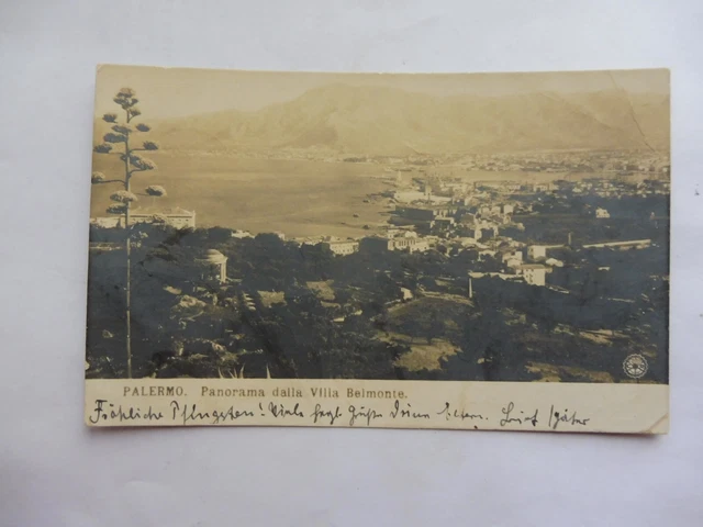 Cartolina Palermo Panorama Della Villa Belmonte Viaggiata Nel 1907 A Lunenburg