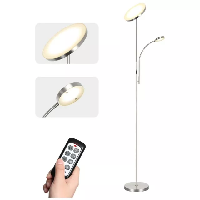 Stehlampe LED Dimmbar Standleuchte Stufenlos Dimmbar mit Verstellbare Leselampe