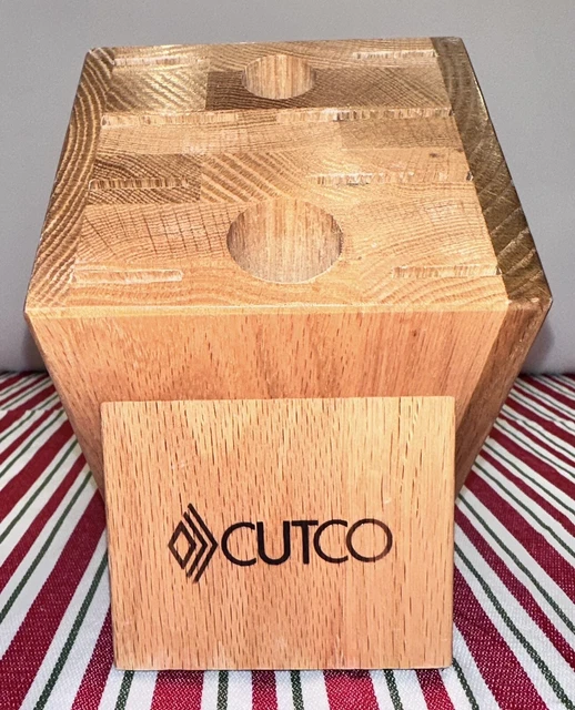 CUTCO Cuchillo Miel Roble Bloque 10 Ranuras Madera Sólida Hecho en EE. UU.