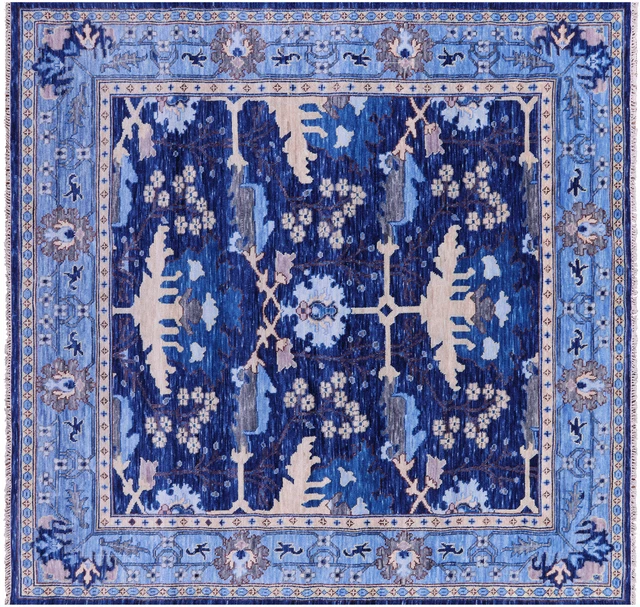 9' Square Hand Knotted William Morris Rug - Q20199