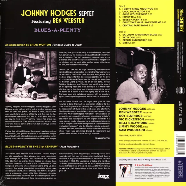 Johnny Hodges - Blues-A-Plenty (Vinyl LP - 2021 - EU - Original) 2