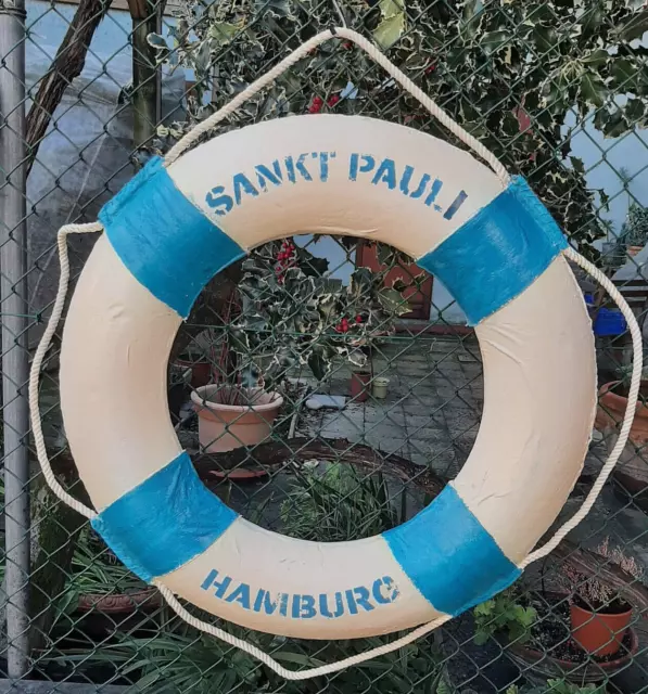 SALVAGENTE NAUTICO ANTICATO STILE VINTAGE ø 75 Cm. ARREDAMENTO MARINO CASA MARE