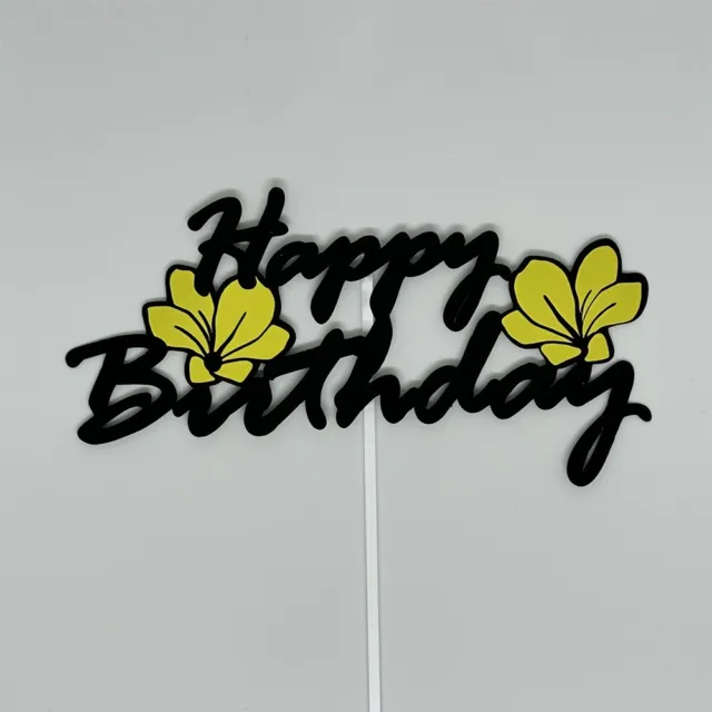 Hecho a mano para pastel de cumpleaños con flores acrílico fiesta de cumpleaños decoración