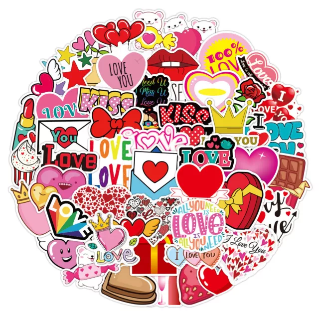 ⭐ 50 Piezas Love Amor Corazón / Día de San Valentín Style Stickerbomb Pegatina 2