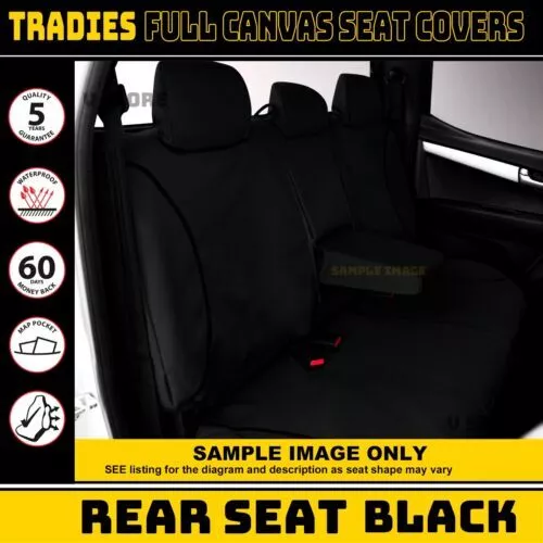 Tradies REAR Seat Covers CANVAS For Toyota Hilux SR SR5 GGN KUN TGN 09-15 BLK