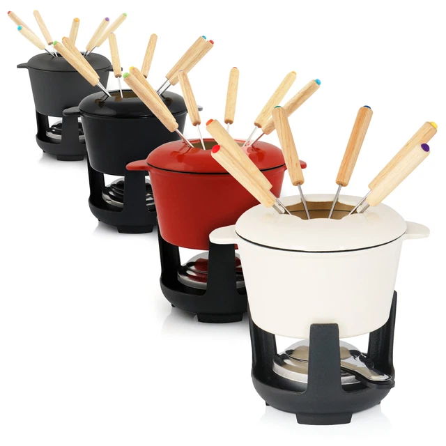 BBQ-Toro 13-teiliges Gusseisen Fondue Set für 6 Personen | 1 L | Fondueset
