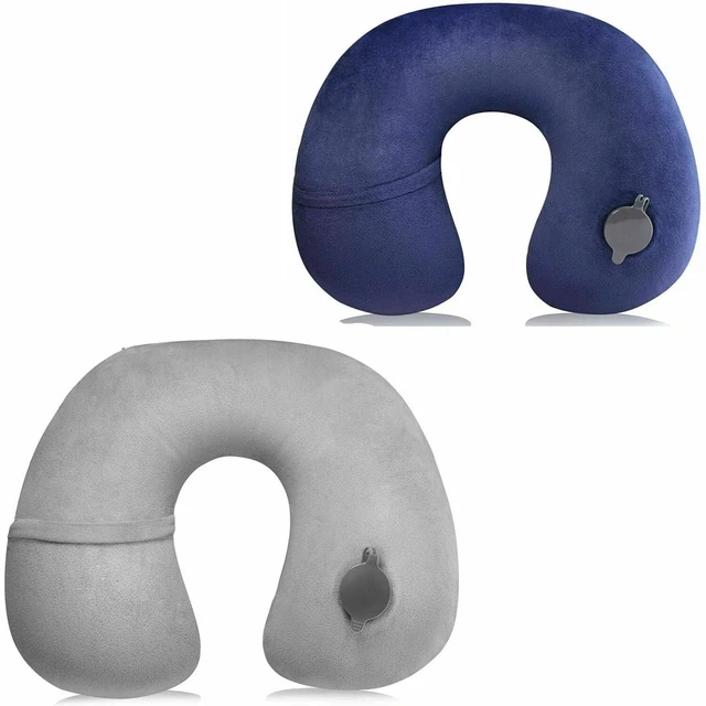 U Neck Pillow Flight Support Cushion Shaped BAMBOO MEMORY FOAM TRAVEL PILLOW 2