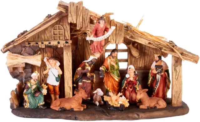 Belen Pesebre 11 Figuras Diorama 32 Cm Decoración Navideña Figura Nacimiento