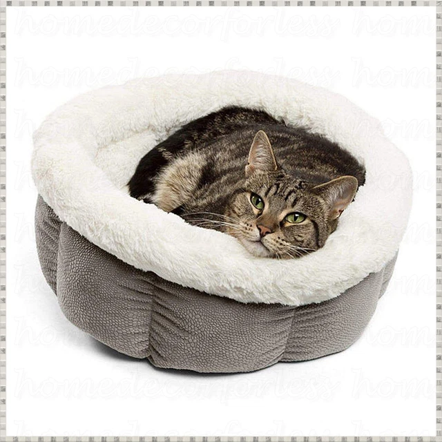 Donut Plush Round Pet Bed Dog Cat Ultra Soft Calming Cozy Cuddle Cup Small Bed 2