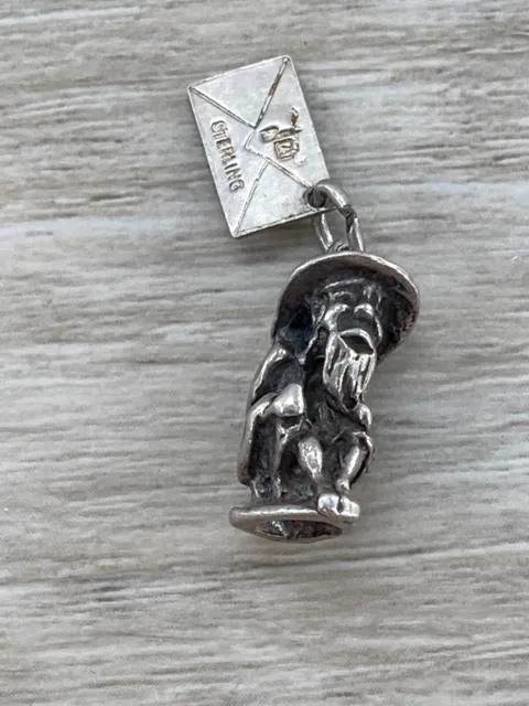 Troll Old Man Wizard Los Angeles Souvenir Gift Sterling Silver 3d Charm Pendant