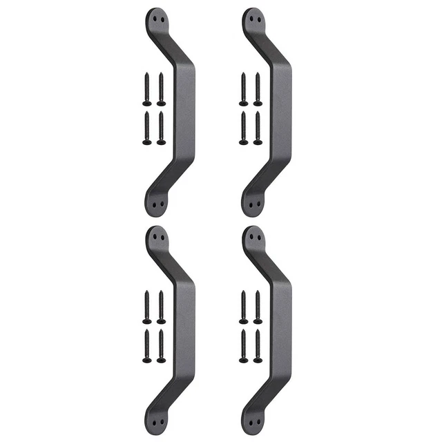 4pc 9" Barn Handle Cast Iron Pull Gate Shed Cabinet for Sliding Door Matte Black