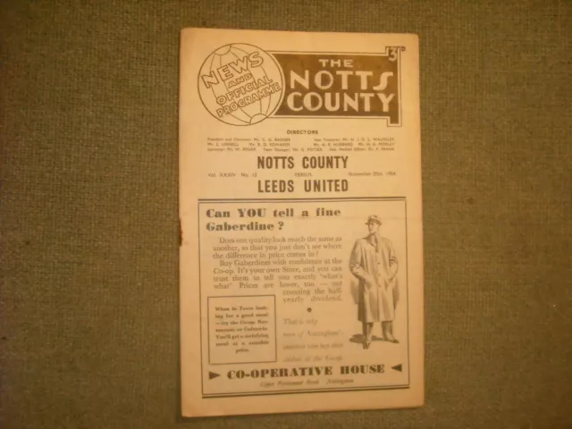 Notts County  V  Leeds United  (Div 2)  20-11-54