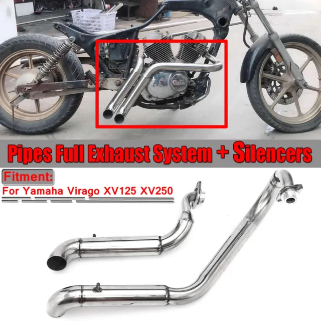 Motorcycle Exhaust System For Yamaha Virago XV125 XV250 Muffler Silencer Pipes