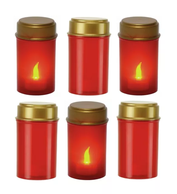 6 x Grave Candle Memorial With Flickering Tealight Remembrance Grave Cemetery