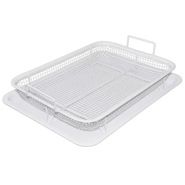 2Pcs Air Fryer Basket Stainless Steel Tray For Oven Bacon Rack