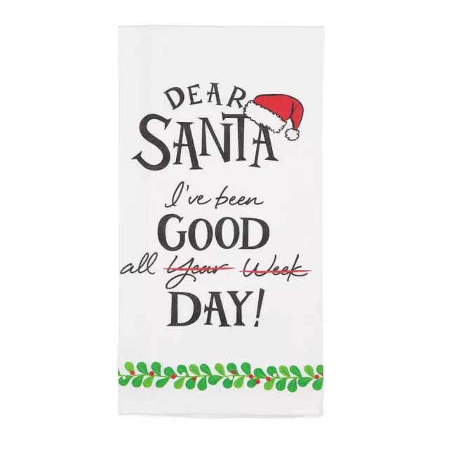 IZZY & OLIVER "Dear Santa~I've Been Good" 6006995 Kitchen Bar Tea Towel~19″X27″