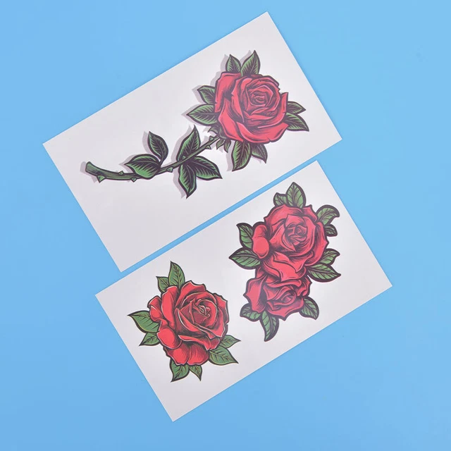 Adesivi Tatuaggio Temporanei Impermeabili Bellissimi Fiore Rosa Falso Flash Unise RODE