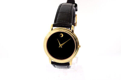 Unisex Movado 0690743 Museum Collection Gold Stainless Black Dial Leather Watch